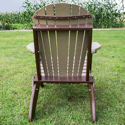 Furniture Barn USA Poly Folding Adirondack Chair, Weathered Wood and Tudor Brown