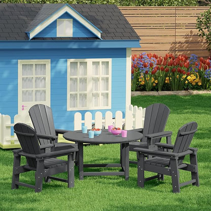 Costaelm Kids Lawn Chair, Toddler Outdoor Chair Kids Patio Furniture and Outdoor Children Picnic Activity Modern Adirondack Chairs for Garden, Patio, Backyard & Beach, Gray