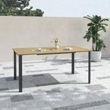 Brush Paint Rectangle Patio Dining Table with Adjustable Umbrella Hole - 63" x 38" x 29" - Photo 1
