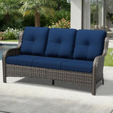 Joyside Outdoor Patio Couch, 3 Seater Outdoor Wicker Sofa with High Back, Deep Seating, Wide Armrest, Thickened Cushions - Photo 6