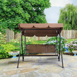 Yaheetech Outdoor Porch Swing Chair for Adults, 3-Seat Patio Hanging Swing w/Adjustable Canopy, Armrests - Photo 7