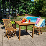 Sunnydaze 4-Person Teak Wood Outdoor Table - Square 32-Inch Patio Dining Table for Outside, Deck - Photo 2