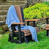 LuxCraft 2' Adirondack Glider Chair, Outdoor Patio Rocking Glider, Gliding Rocker for Outside (Birch & White) - Photo 2