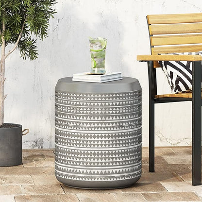 Outdoor Lightweight Concrete Side Table Durable Weather Resistant Patio Furniture for Garden Balcony and Poolside Decor