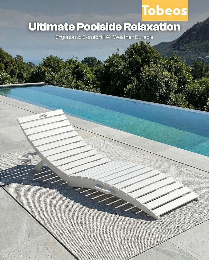Pre-Assembled Folding in-Pool Lounge Chair, HDPE Outdoor Chaise Lounge with Cup Holder, Pool Lounge Chair for Poolside - Photo 8