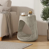 Outdoor Side Table Concrete End Table Patio Small Coffee Tables, Faux Wood Garden Stool Plant Stand for Porch - Photo 1
