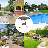 24" Outdoor Side Table with 2" Umbrella Hole Round Small Patio Bistro Tables Indoor End Plant Coffee Tea Table for Yard - Photo 8