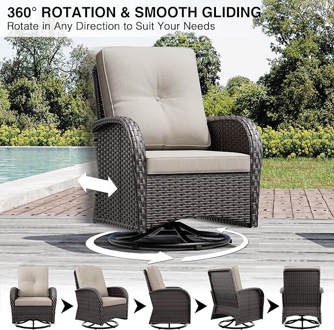 Joyside Wicker Patio Furniture Set, 6 Piece Outdoor Furniture Set with Thickened Cushions, High Back, Deep Seating - Photo 3