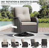 Joyside Outdoor Swivel Rocker Chairs, 3 Piece Wicker Patio Set with Thickened Cushions, High Back, Deep Seating - Photo 4