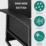 YITAHOME 3-Seats Outdoor Hanging Porch Swing Chair Rattan Black Wicker Patio Swing Chair with Swing Lounge 3 Light - Photo 6