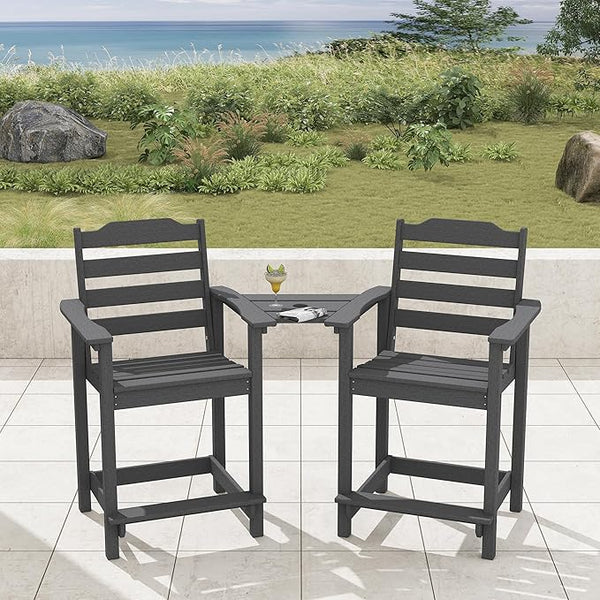 Tall Adirondack Chair, All Weather Resistant Adirondack Bar Stools for Patio, Lawn, Garden, Swimming Pool - Photo 1
