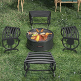 Outdoor Bench Patio Outdoor Garden Bench with Built-in Table, Wagon Wheel Arms - Photo 3