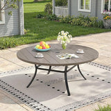 Outdoor Dining Table for 8, 60" Round Outdoor Table with Adjustable Umbrella Hole - Photo 1