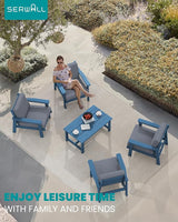 SERWALL Outdoor Patio Furniture Set, 5 Piece HDPE Patio Conversation Sets - Photo 9