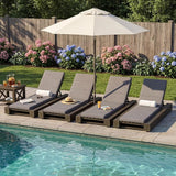 Christopher Knight Home Tory Acacia Wood Chaise Lounge Chair Outdoor Set of 4, Poolside Sun Lounger Recliner - Photo 4