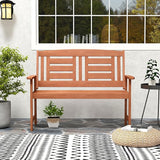 Byroce 2-Person Outdoor Bench, Solid Wood Patio Loveseat with Comfy Backrest & Armrest - Photo 2