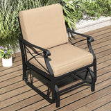 Tangkula Outdoor Glider Rocking Chair, Patio Gliding Chair Furniture with Metal Frame and Thick Cushions for Porch - Photo 8