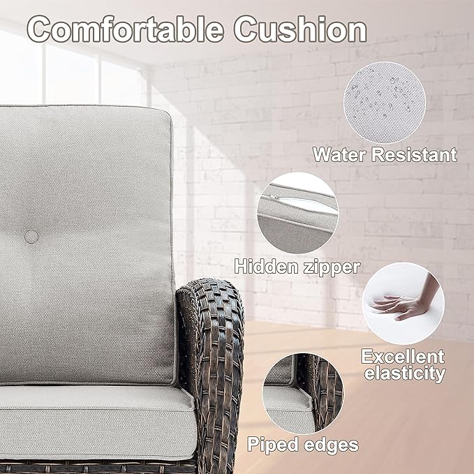 Belord Outdoor Wicker Loveseat with Coffee Table - Photo 5