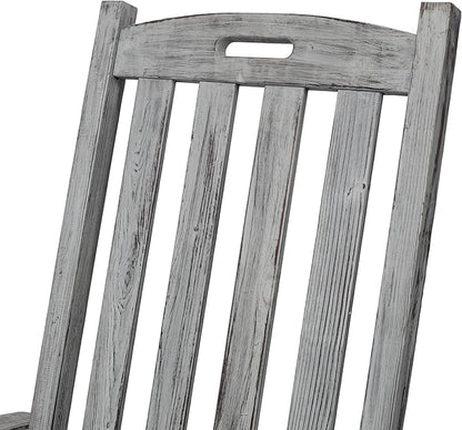 Patio Wooden Rocking Chair, High Back Wood Rocker Accent Chairs, Durable Porch Rocker Chair with Wide Seat, Patio Rockers for Outdoor & Indoor, Garden, Porch (Grey)
