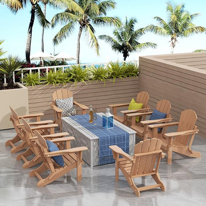 WO WESTIN OUTDOOR HDPE Laguna Outdoor Folding Poly Adirondack Chair (Set of 8),Teak