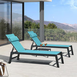 PURPLE LEAF Outdoor Lounge Chair Set of 3 Patio Chaise Pool Lounger Aluminum Frame with Side Table and Wheels for - Photo 2