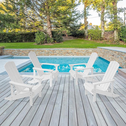 Adirondack Chairs, Plastic Adirondack Chairs Set of 4, All-Weather Resistant, Widely Used in Outdoor, Fire Pit, Deck, Outside, Garden