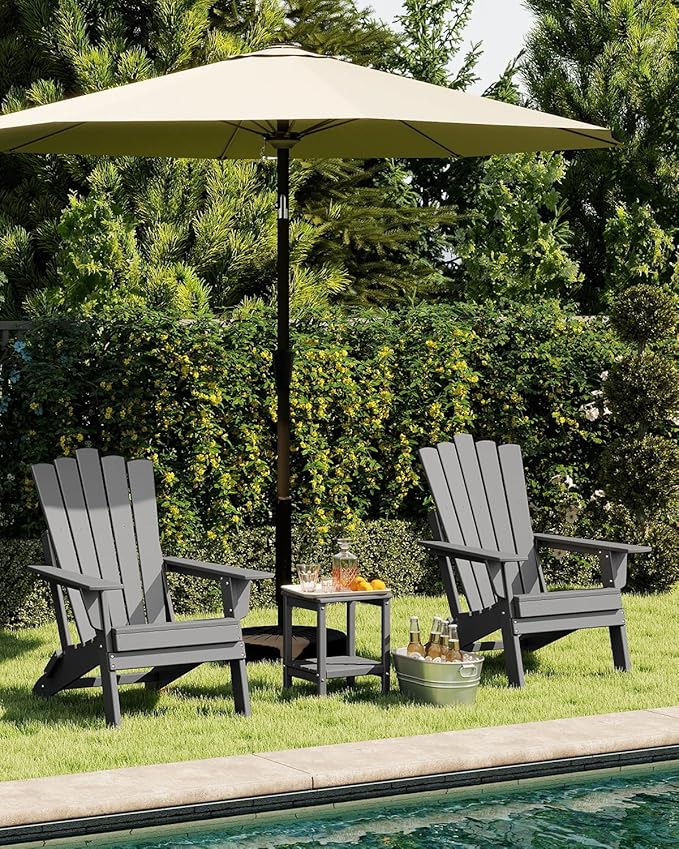 GREENVINES Folding-Adirondack-Chairs-Set-of-6 | HDPE Plastic | Throne Series | Fire Pit Chair | All Weather | for Outdoor Patio Deck Backyard Poolside | Grey