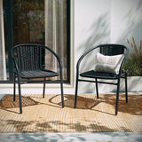 EMMA + OLIVER Set of 2 Modern Rattan Indoor/Outdoor Stack Chairs - Photo 1