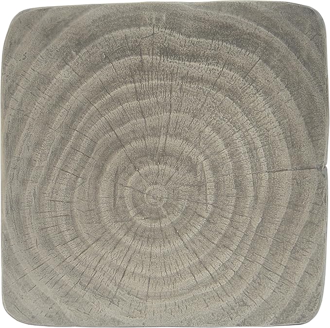Faux Concrete Side Table Outdoor Patio Square Side Table Faux Stone End Table Small Coffee Table Faux Wood Stump Accent Tables, Garden Stool Plant Stand for Porch, Backyard Grey
