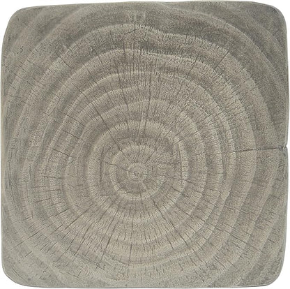 Faux Concrete Side Table Outdoor Patio Square Side Table Faux Stone End Table Small Coffee Table Faux Wood Stump Accent Tables, Garden Stool Plant Stand for Porch, Backyard Grey