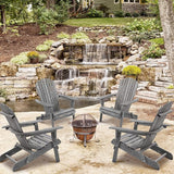Wooden Folding Adirondack Chair Set of 2, Wood Lounge Patio Chair for Garden Outdoor - Photo 8