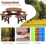 Wooden Picnic Table,Outdoor Wooden Dining Rectangle Table w/Umbrella Hole,for Patio,Garden,Backyard - Photo 5