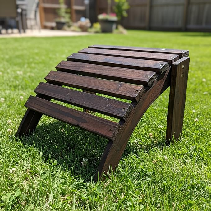 Shine Company Classic Wood Adirondack Chair Ottoman, Burnt Brown