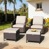 Outdoor Swivel Chairs Set with Ottomans, 4 PCS Patio Conversation Furniture Set with Removable Cushions - Photo 8