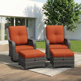 4 Piece Outdoor Wicker Patio Furniture Set, Outdoor Swivel Rocker Patio Chairs Set with Thickened Olefin Cushions - Photo 9