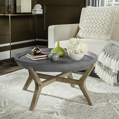 Safavieh Outdoor Collection Wynn Modern Concrete Round 18.1-inch Coffee Table
