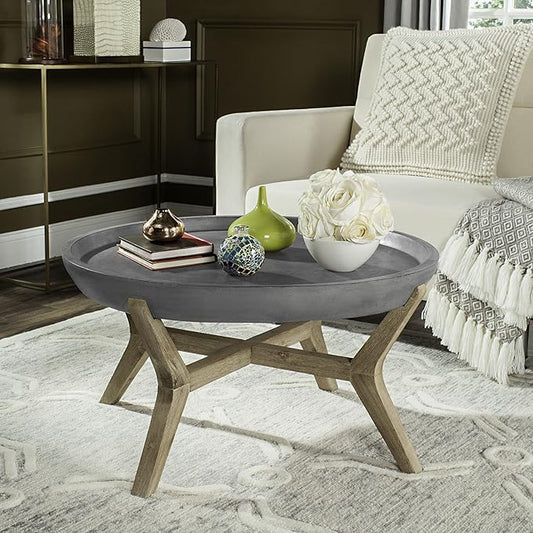 Safavieh Outdoor Collection Wynn Modern Concrete Round 18.1-inch Coffee Table