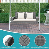 RELAX4LIFE 2-Person Porch Swing Bench - PE Rattan Outdoor Swing Chair with Comfortable Seat & Back Cushions - Photo 4