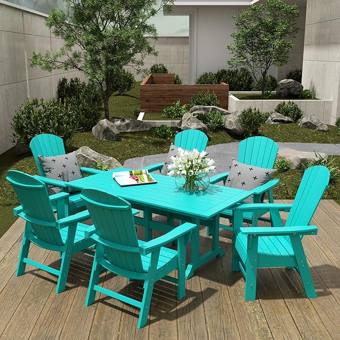 WestinTrends Dylan Outdoor Patio Shell-Back Adirondack Dining Chair Weather Resistant Turquoise