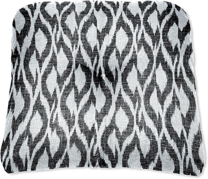 BrylaneHome Tufted Chair Cushion - 18" L x 17" W x 3" H - Patio & Outdoor - Patio & Outdoor - Water, Stain & Fade Resistant - Black Ikat
