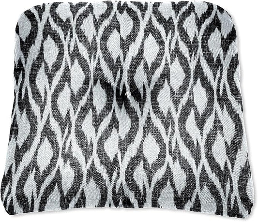 BrylaneHome Tufted Chair Cushion - 18" L x 17" W x 3" H - Patio & Outdoor - Patio & Outdoor - Water, Stain & Fade Resistant - Black Ikat