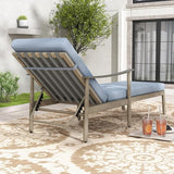 Outdoor Lounge Chair with Armrest, Patio Aluminum Chaise Lounge Outdoor Adjustable Backrest with Rope Design - Photo 6