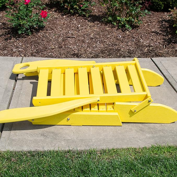 Furniture Barn USA Farmhouse Collection Poly Ladderback Folding Adirondack Chair, Lemon Yellow