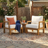 Acacia Wood Patio Chairs Set of 2, Outdoor Accent Chairs with Armrest - Photo 1