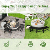 Metal Outdoor Curved Fire Pit Bench Set of 4, Fire Pit Seating Waterproof, Steel Backless Outside Tree Bench for Garden - Photo 6