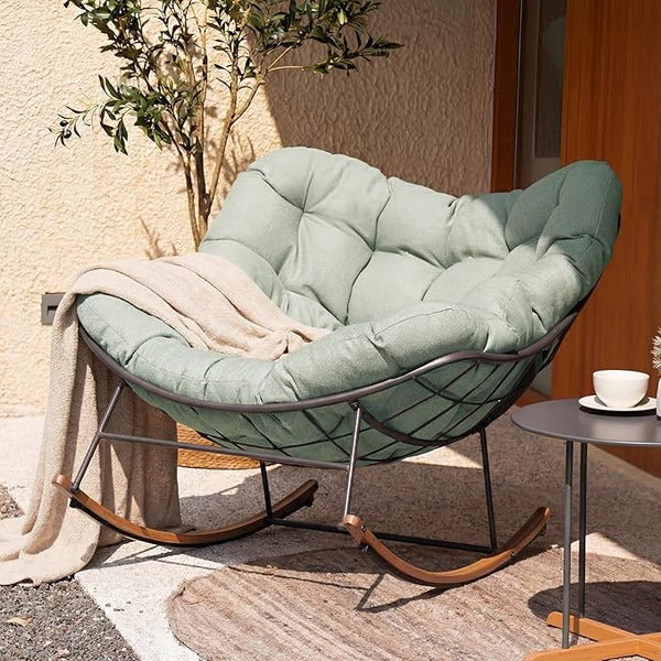Grand patio Outdoor Rocking Chair, E-Coated Modern Cozy Lounge Rocker Chair with Cushion for Balcony Porch Patio - Photo 1