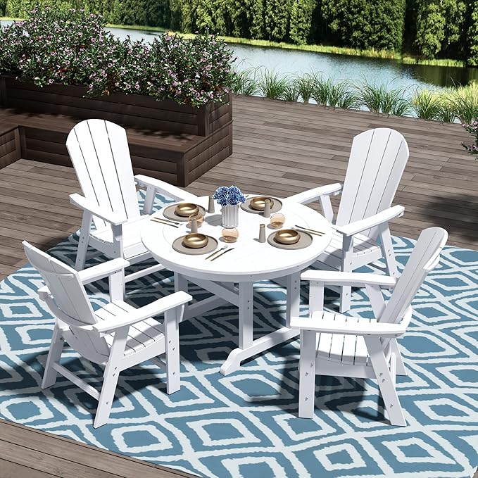 WO WESTIN OUTDOOR HDPE Laguna Adirondack Casual Patio Dining Chair,White
