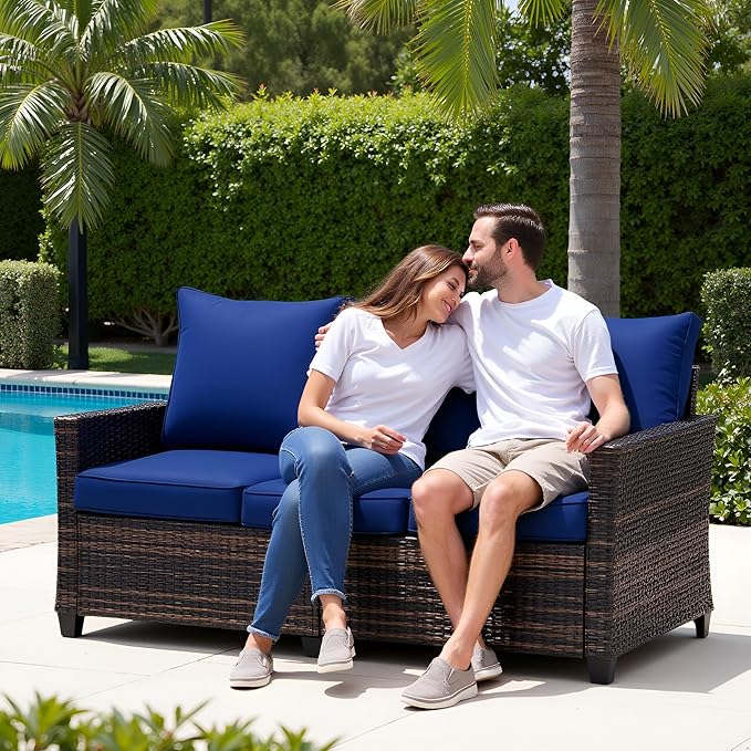 3-Seater Deep Seat Outdoor Sofa - High Back Patio Couch with Water-Resistant Cushions, All-Weather PE Rattan for Patio - Photo 5