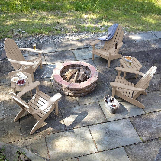 highwood Classic Westport 6pc Set, Includes 4 Adirondack Chairs and 2 with Side Tables, Woodland Brown
