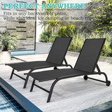 EROMMY Patio Chaise Lounge Chair Set of 2 with Table, Adjustable Backrest & Wheels - Photo 5